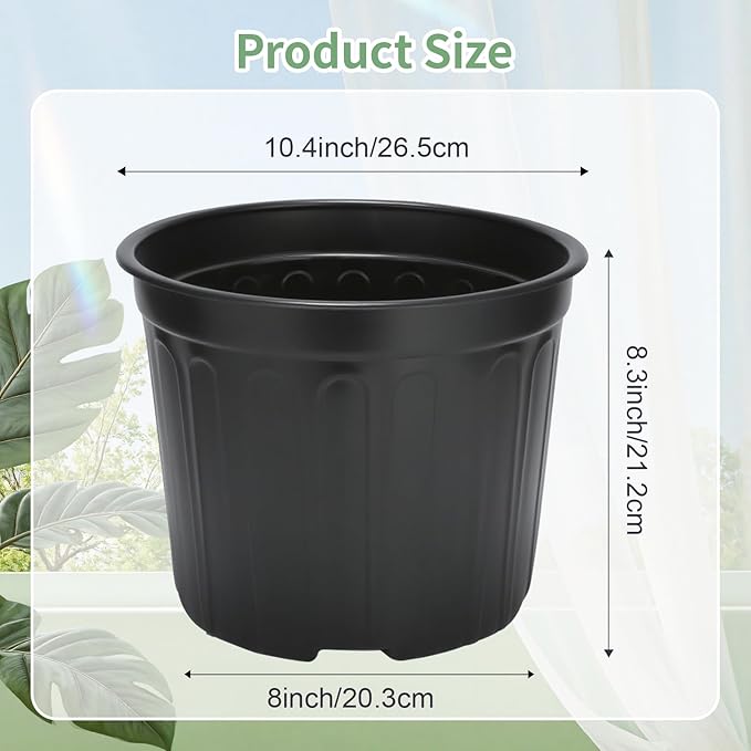 SLMKHHU 40 Pack 3 Gallon Nursery Plant Pots,10 Inch Plastic Garden Flower Seedling Planter Pot with Drainage Holes for Outdoor Indoor Plants,Gardening Gifts