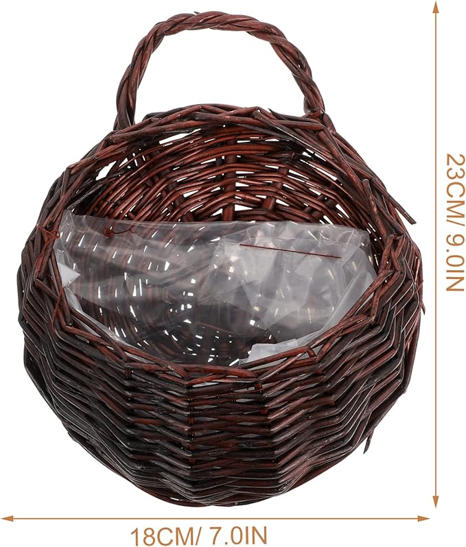 DOITOOL Rattan Woven Hanging Basket: 2PCS Wicker Wall Planter Woven Hanging Storage Basket Wall Flower Holders Indoor Outdoor Bohemia Planter