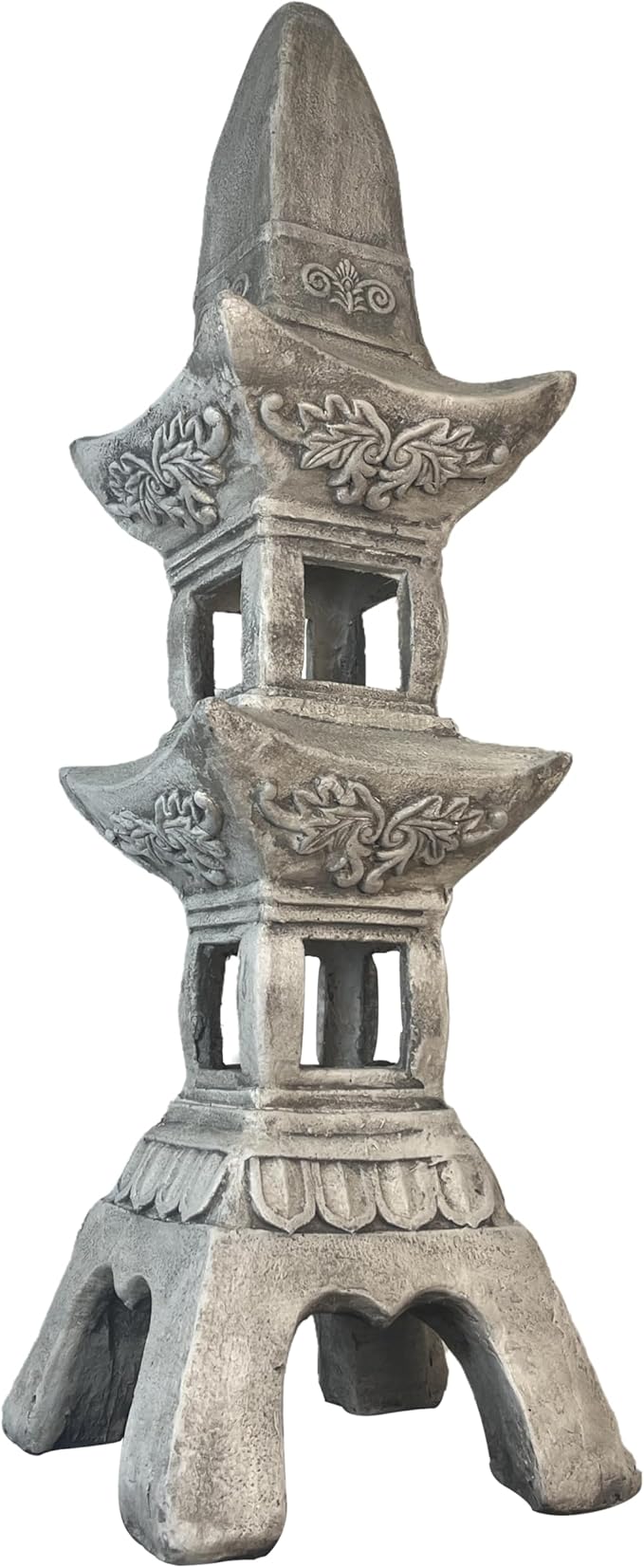 GRASOLAR 35.5’’High Asian Zen Pagoda Magnesium Oxide Tall Lantern Statue Outdoor Sculpture for Garden Backyard Decor Pagoda Statue Miniature Tower Lantern Landscape Garden Decoration