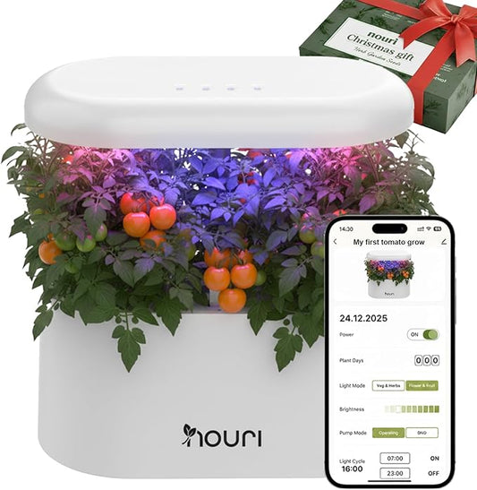 Nouri 5 pod APP Smart Garden for Home Cooks | w/Heirloom Basil | Hydroponics Growing System | LED Grow Lights | Indoor Herb Garden Kit | Herb Growing Kit Indoors for Plant Lovers, Gardeners, Kitchen