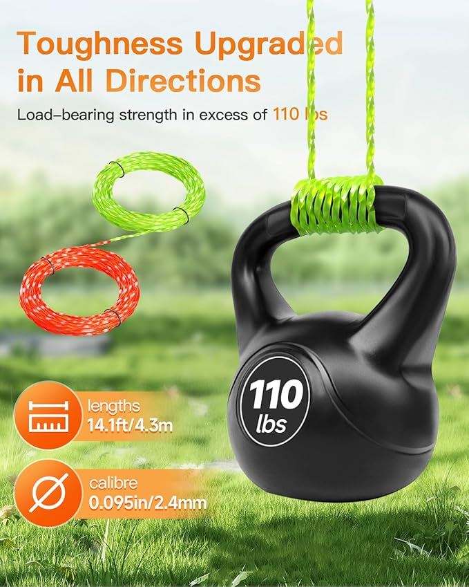 4 Pack AL2420PD 0.095’’ Replacement Twisted Trimmer Lines Compatible with All EGO 15-Inch String Trimmers, 56 FT Dual Color Pre-Cut Heavy Duty Weed Wacker String for EGO Line Trimmers