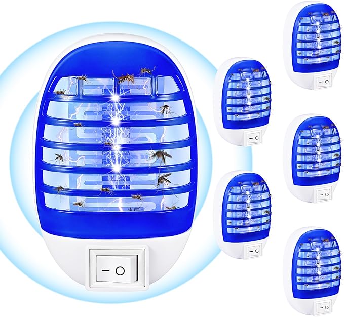 6 Pack Plug in Bug Zapper, Electronic Mosquito Zappers Indoor Bug Zapper Plug in for Flying Insect Automatic Mosquito Trap with Led Light for Patio, Bedroom, Kitchen, Office