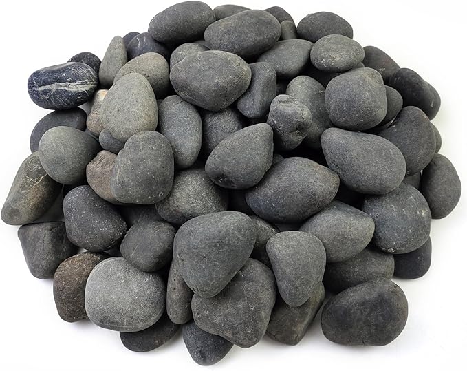 FANTIAN 20 lbs Natural Unpolished Black Rocks Mexican Beach Pebbles, 2-3 Inch Decorative Black River Rocks for Outdoor Landscaping, Garden Paving, Plant Rocks, Fountain and Walkways