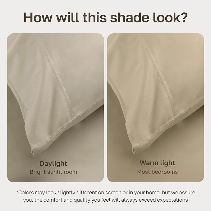 California Design Den 100% Egyptian Cotton Sheets, Certified Authentic Luxury Full Size Deep Pocket Sheet Set, Soft and Breathable Sateen - Beige