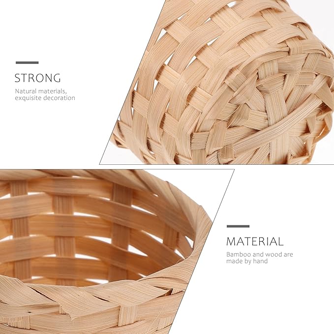 10pcs Small Woven Baskets Desktop Small Flower Pot Wicker Basket Succulent Planters Pencil Holder Portable Wicker Desk Organizer for Desktop Storage Garden Decor, 7.5x7.5x6cm