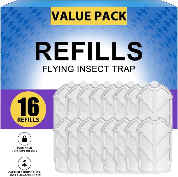 16 Pack Flying Insect Trap Refills Compatible with Flying Insect Trap M364 and Max, Safe with Kids & Pets