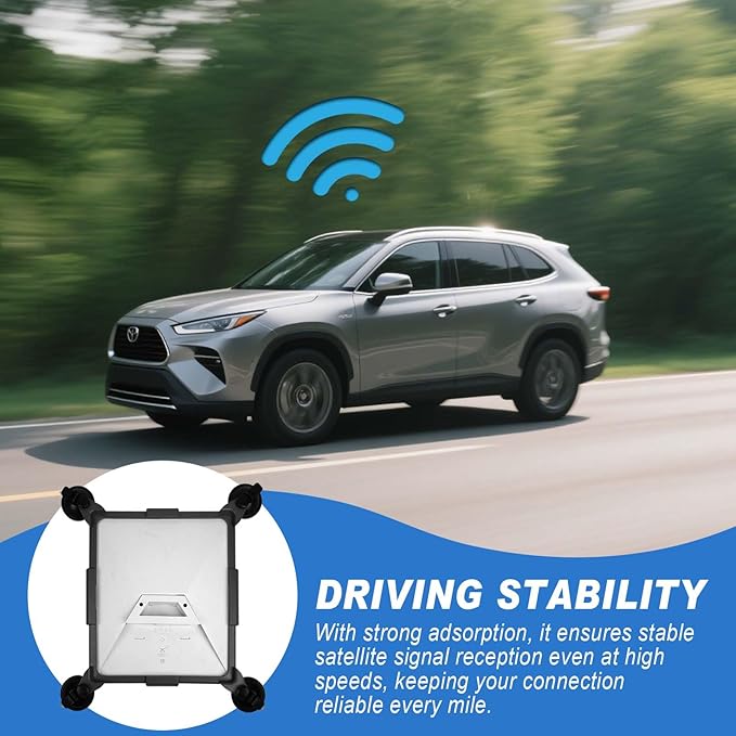 Starlink Mini Mount - Starlink Mini Car Mount with 2 Extra Suction Cups | Strong Secure Mounting for Car Windows & Sunroofs | Stable Signal for RVs, Boats, Road Trips