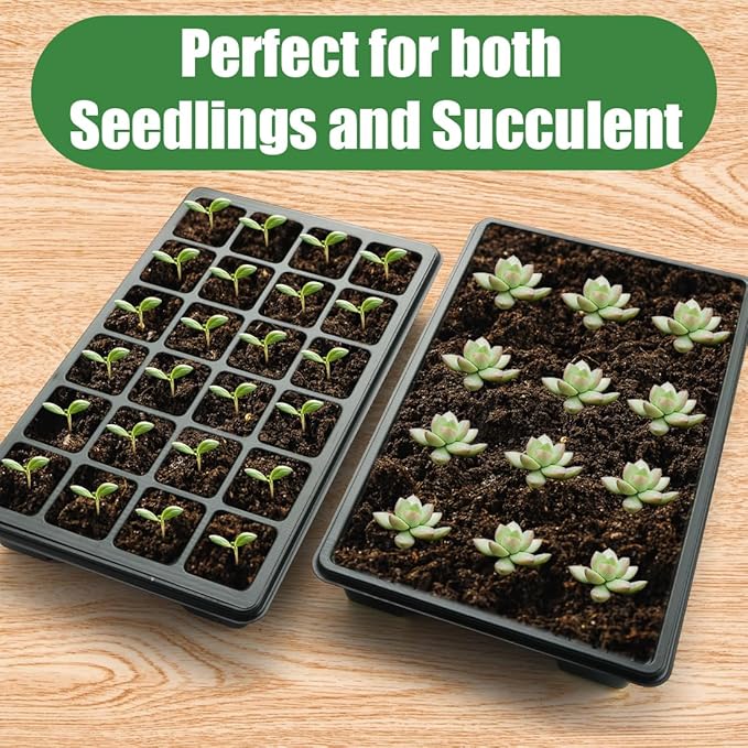 10 Pack XL-Cell Seed Starter Tray, 240 Cells Seedling Trays (2'' Each Cell) with Humidity Dome & Vented Lid, Mini Greenhouse Propagator for Plant Growing, Gardening Supplies