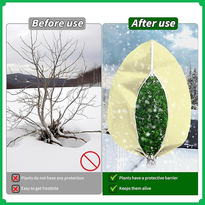 BATULU,Frost Cloth Plant Freeze Protection, 4-Packfrost Blankets for Outdoor Plants,31.4 × 39.3 Inchesplant Frost Protection Covers.