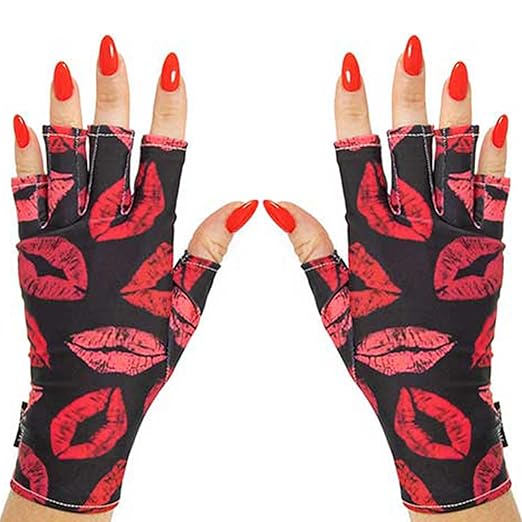 ManiGlovz -The Original Dermatologist Recommended UPF 50+ UV Protective Manicure and Sunblock Fingerless Gloves, Sun Protection, Driving and Gel Manicure Gloves in French Kiss