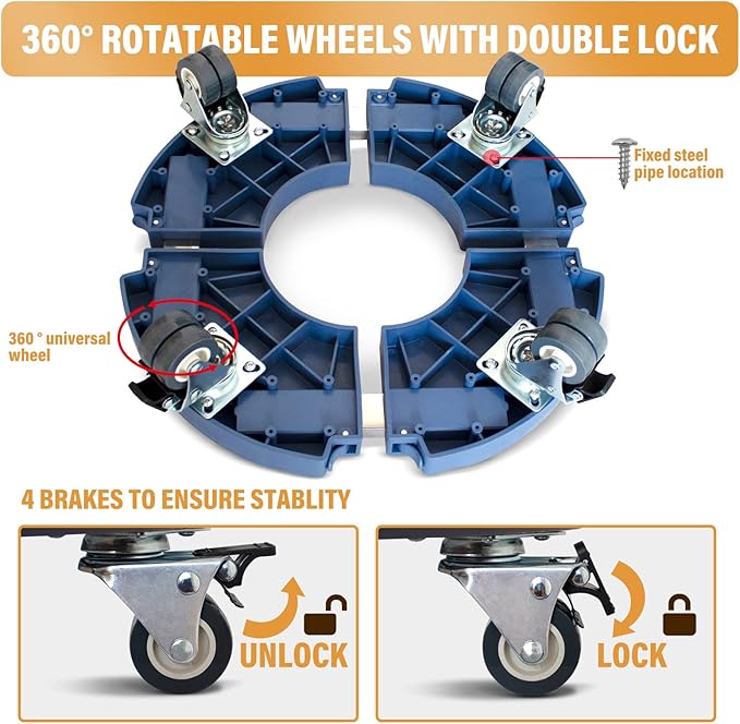 DOFIMATE 2 Pack Rolling Plant Stand with Wheels,15-21’’Adjustable Heavy Duty Plant Caddy with Wheels for Indoor Outdoor Planter Dolly Lockable