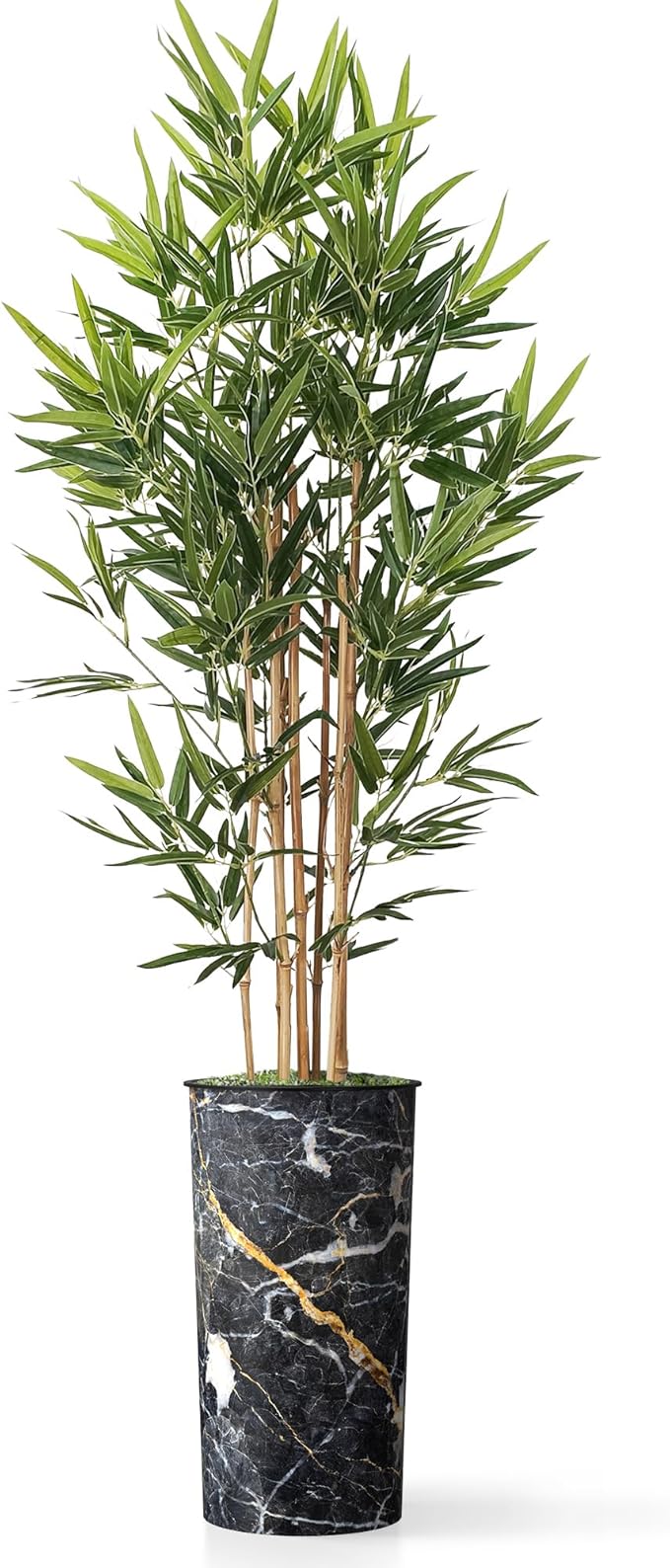 Artificial Tree in Modern Granite Effect Planter, Fake Bamboo Silk Tree for Indoor and Outdoor Home Decoration - 70" Overall Tall (Plant Pot Plus Tree)