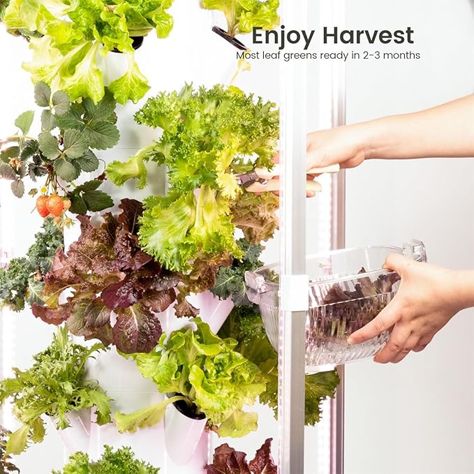 Vertical Hydroponics Growing System Kit, 28-Plant Spacious Indoor Hydroponic Garden Tower with Automatic Timer LED Grow Lights & Pump System, Herb Garden Planter Indoor Kit with 30L Water Reservoir