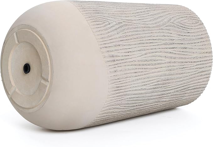 LuxenHome 19" H Concrete Tall Planter, Large Outdoor Indoor Decorative Plant Pot with Drainage Hole and Rubber Plug, Modern Blended Tan with Wood Pattern Planter Pot for Home Garden Patio
