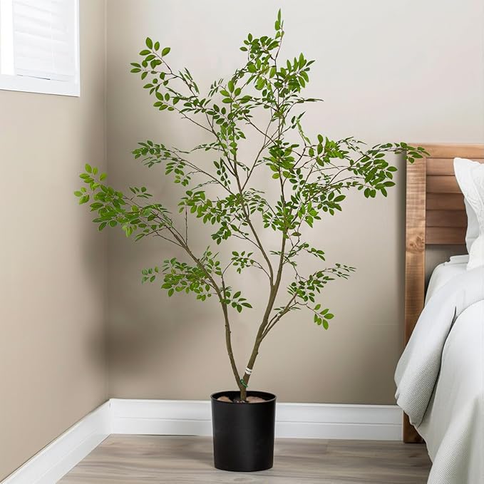 AfanD Artificial Elm Tree Faux Elm Tree 6ft Tall Fake Plant in Pot Fake Silk Tree Faux Plants Indoor