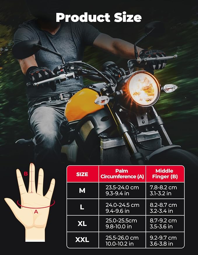 KEMIMOTO Motorcycle Gloves for Men, Touchscreen Cycling Gloves for Outdoor Sports On-Road Off-Road Mountain Motorcycle Motorcross Motorbike Dirt Bike Bicycle Racing ATV UTV