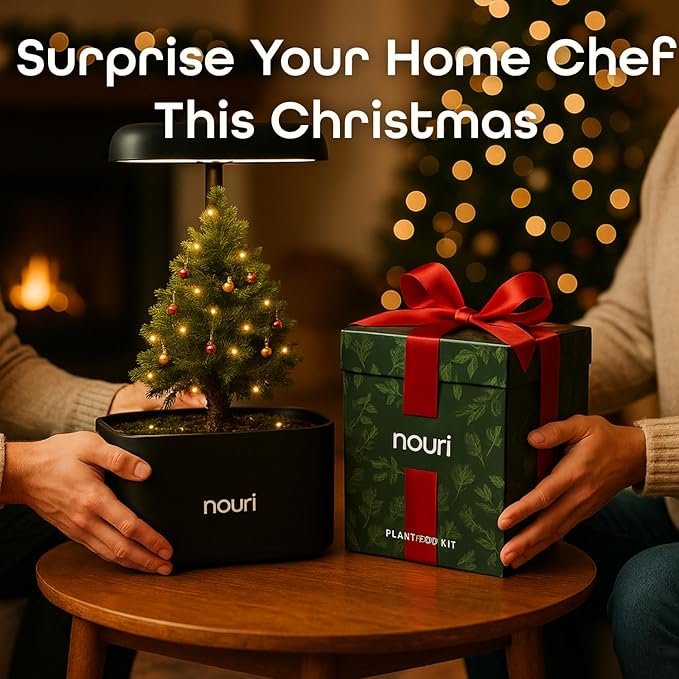 Nouri 5 pod APP Smart Garden for Home Cooks | w/Heirloom Tomato | Hydroponics Growing System | LED Grow Lights | Indoor Herb Garden Kit | Herb Growing Kit Indoors for Plant Lovers, Gardeners, Kitchen