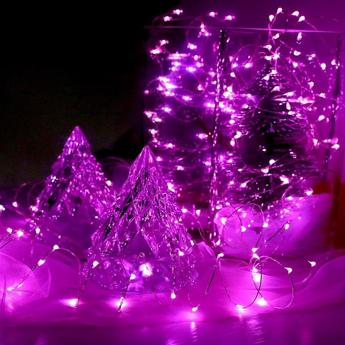 OakHaomie 6 Pack Fairy Lights Battery Operated No Remote LED Starry String Lights 30 Micro Starry LEDs on 10ft Copper Wire Light for DIY Wedding Centerpiece Table Decorations (Pink)