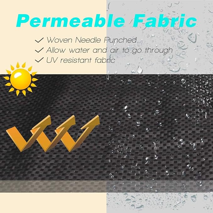 Sunocity 4ft x50ft Pro Black Weed Barrier, 6oz Premium Landscape Fabric-Heavy Duty Woven Ground Cloth with Superior Permeability Weed Control Convenient Design