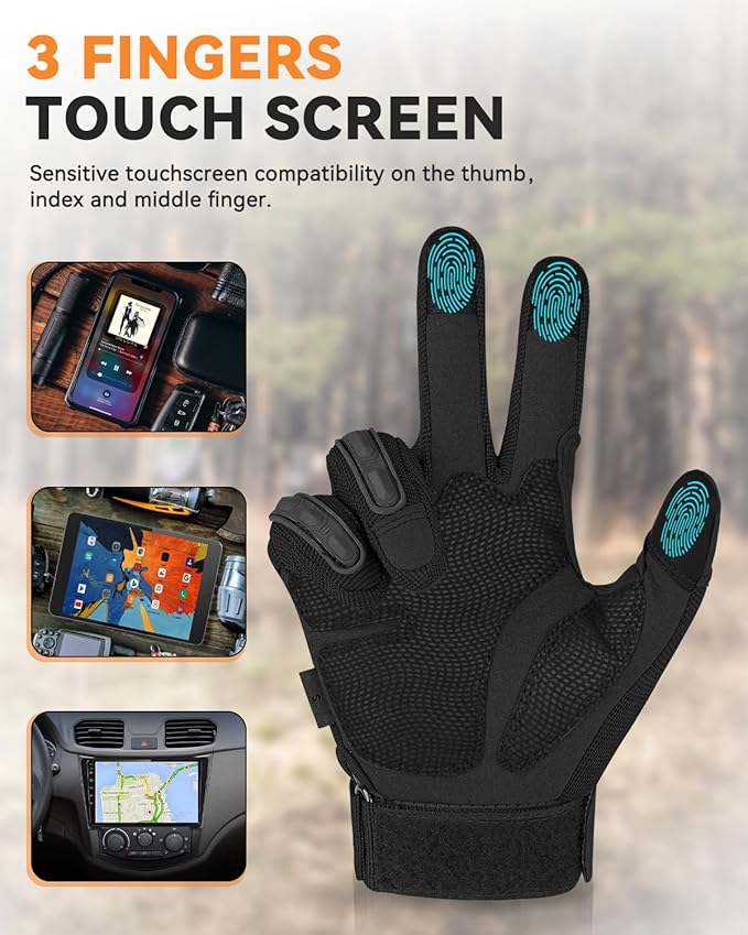 Tactical Gloves for Men, Motorcycle Military Combat Gloves Black Airsoft Gloves Touchscreen for Airsoft Outdoor Hunting Shooting Paintball Work Motorcycling Climbing