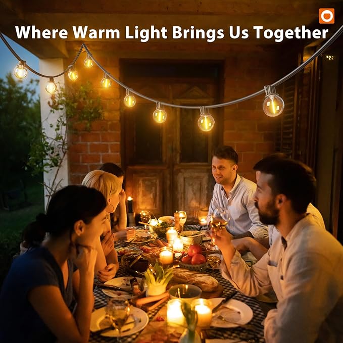 addlon Outdoor String Lights 100FT G40 with Remote, 54 LED Shatterproof Bulbs, Dimmable Patio Globe Lights Waterproof, Hanging Outside Lighting for Backyard, Garden, Deck, Balcony, Porch, Café, Decor