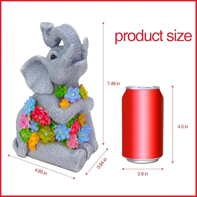 RICHIE Womens Gifts Solar Statues for Garden Decor, Outdoor Elephant Sculptures for Clearance Lights for Outside Lawn Ornaments Birthday Gifts for Mom Grandma Women- Chrismtas Gifts for Mom Grandma