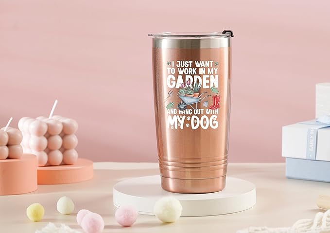 Onebttl Gardening Gifts for Women, Tumbler for Plant Lovers, Gardeners - 20oz Double Wall Vacuum Insulated Stainless Steel Cups - Gift for Birthday, Christmas - Dog