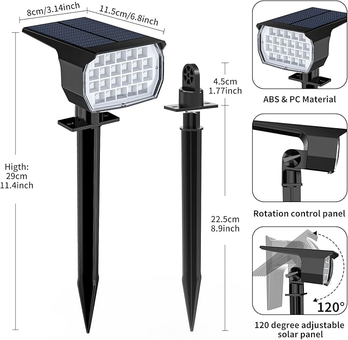 WENATY Solar Spot Lights Outdoor Color Changing, [7 Mode/12 Pack] Christmas Landscape Spotlights, Solar Light Outdoor Waterproof, Led Powered Flood Light for Outside Pathway Yard Garden Tree Halloween
