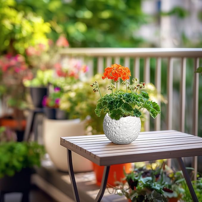 Thirtypot 4 inch Plant Pots - Ceramic Pots for Plants with Drainage Hole, Small Planter for Indoor Outdoor, Unique Succulent Pot, Decorative Modern Round Planter, Desk Decor, Plant Lover Gifts, White