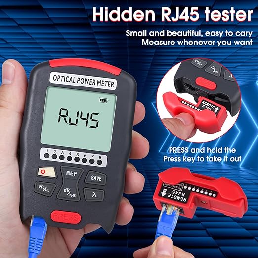 Duogalia Fiber Optic Tester Portable Fiber Light Meter FC/SC/ST Universal Interface Fiber Tester Built-in 15Km Visual Fault Locator (OPM&VFL) with 1pc FC to LC Adapter