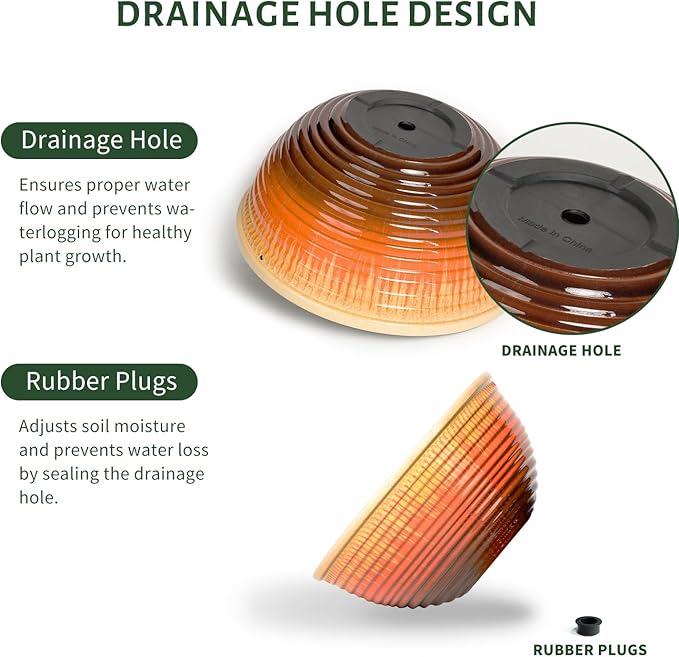 LESOASIS 10inch Hanging Planters for Indoor and Outdoor Plants, 2 Pack Hanging Planter with Drainage Hole, Round Hanging Flower Pots for Garden Home Decor (Orange Glaze)