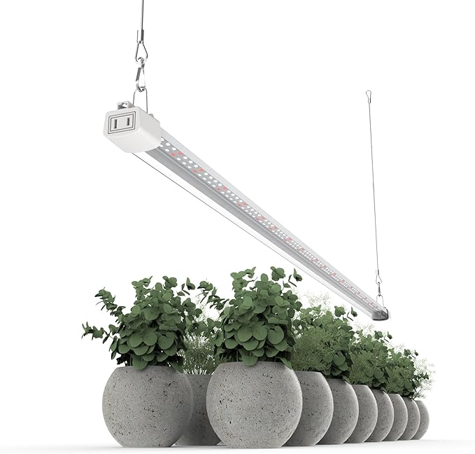 APICDOM LED Grow Light 4FT Full Spectrum Compact Linkable Lighting Fixture for Indoor Greenhouse Year Round Plant Seedlings, Essential Grow Slim Hanging Suspended Strip