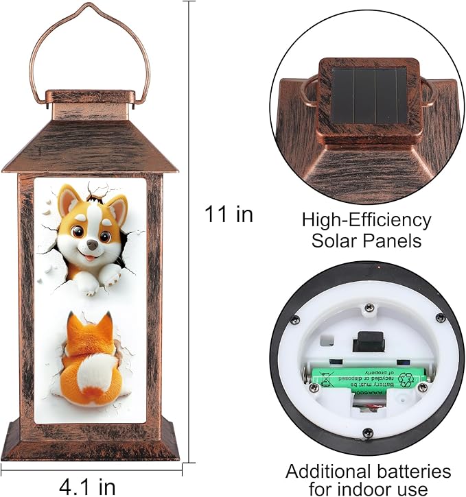 Pawatee Solar Hanging Lanterns, Bronze, Cat Style, LED, Waterproof, Perfect for Outdoor Decor, Patio, Lawn, Porch