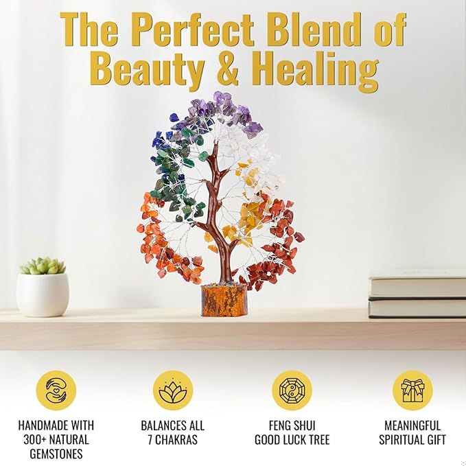 ANAYA AGATE 7 Chakra Healing Crystal Tree of Life Kit, Bracelet, Pendant, Necklace, Feng Shui Money Bonsai Tree, Positive Energy for Women, Mom, Sister and Housewarming Decoration