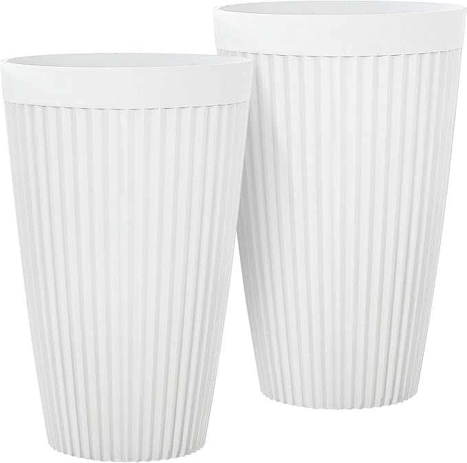 Ultym 20" Tall Planters for Indoor Outdoor Plants (Set of 2), Cement-Look Large Flower Pots, High-Desity Resin Planters, UV-Protected Outdoor Pots for Garden, Balcony, Porch or Living Room Decor