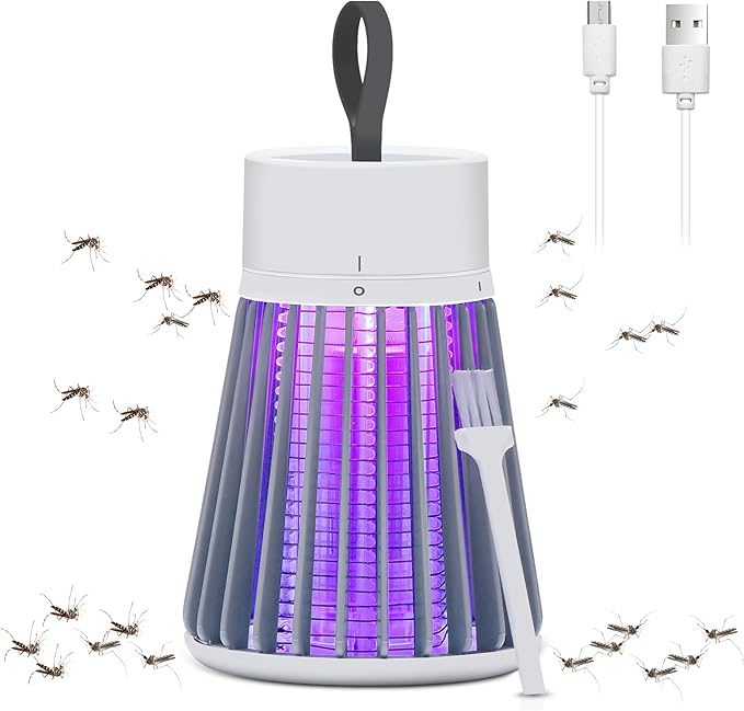 Mosquito Zapper, Rechargeable Bug Zapper with Safety Grid for Home and Camping, USB Charging Cordless Design, Purple Light Insect Killer for Indoor Outdoor Patio