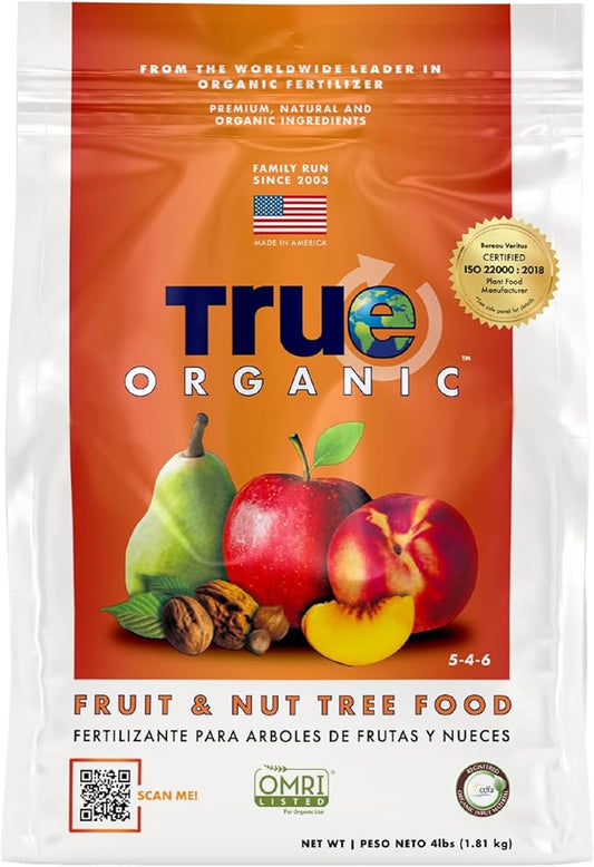 True Organic Fruit & Nut Food – Organic Fertilizer for Productive Tree Growth – Prevent Blossom End Rot – 4lb Bag Covers 70 Sq. Ft.