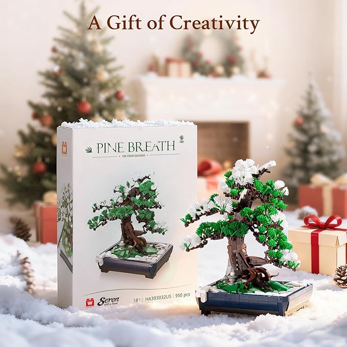 Wise Block Bonsai Tree Building Set Toy for Adults, 2-in-1 Two Seasons Botanicals Building Blocks Sets 950 Pcs DIY Serene Pine Decor Room Decoration Birthday Toys for Kids and Adults