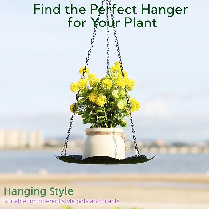 ZYUXUAN Hanging Planter for Indoor Outdoor, Plant Hanger, Hanging Plant Holder, Plant Pot Shelf Basket for Window Wall Ceiling Garden with Chains and Hooks, 2Pcs (Leaf)