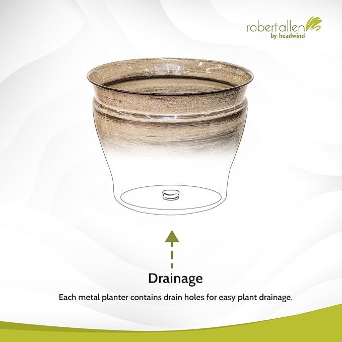 Headwind Glazed Ironstone Vanhorne Collection – 14" Papyrus Beige Decorative Plant Pot – Lightweight & Triple Coated w/Drainage Flower Pot for Indoor Plants & Outdoor Planter Use by Robert Allen
