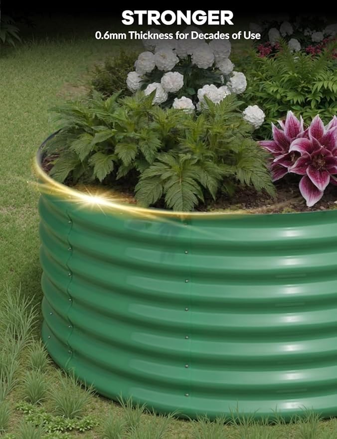 8x4x1.5ft Galvanized Raised Garden Bed, Durable Outdoor Planter Box, Spacious Raised Bed Ideal for Growing Vegetables, Fruits, and Flowers, Easy Assembly, Green