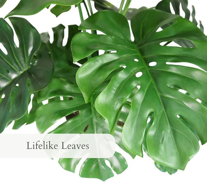 Monstera Tree, Premium Artifcial Indoor Tree Stands 4' Tall, Lifelike-Leaves & Hand Painted Trunk, Planter Pot Included
