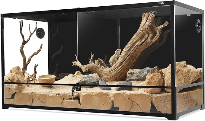 Hygger zoo Glass Reptile Terrarium 18" x 18"x 36"Front Opening Chameleon Cage ull View Glass Terrarium Tank with Double Hinge Door for Reptiles Amphibians, Bearded Dragon Gecko Lizard Snake