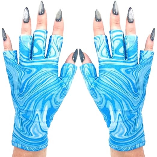 ManiGlovz UV Protection Gloves for Nails, Swanky Swirl, Large