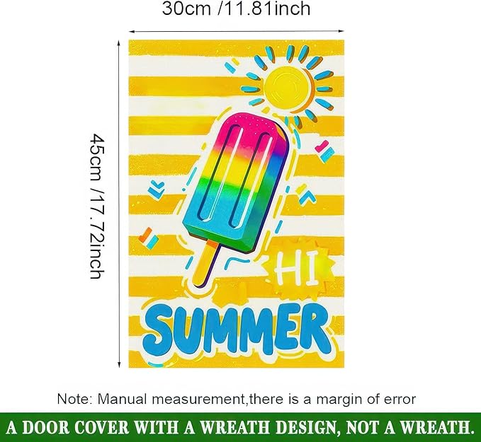 Summer Garden Flags 12x18 Double Sided Summer Banner Beach Gardens Flag Bright Popsicle Sun Design Holiday Outside Decorations Yard Flags for Seasonal Decoration in Yard and Garden