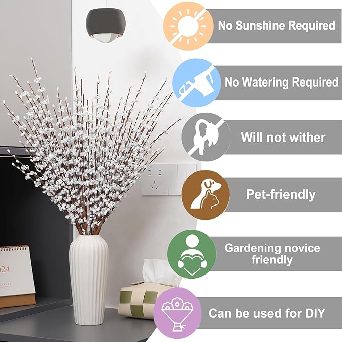 10Pcs 29.5'' Faux Jasmine Artificial Flowers White Flowers Tall White Floral Branches Stem for Home Wedding Vase Filler Party DIY Decoration