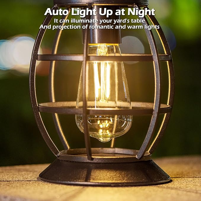 LeiDrail Solar Lantern Outdoor Hanging Solar Lights Metal LED Waterproof Christmas Lanterns Solar Powered Landscape Decor for Table Garden Yard Patio Pathway Porch 2 Pack