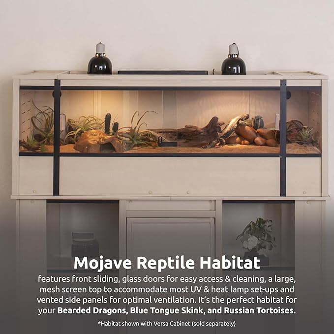 New Age Pet ECOFLEX 60" Wide X-Large Reptile Habitat, Mojave Lounge for Snakes, Tortoises & Lizards in Maple, Black & Grey, Easy Assembly, Sliding Glass Doors & Mesh Top