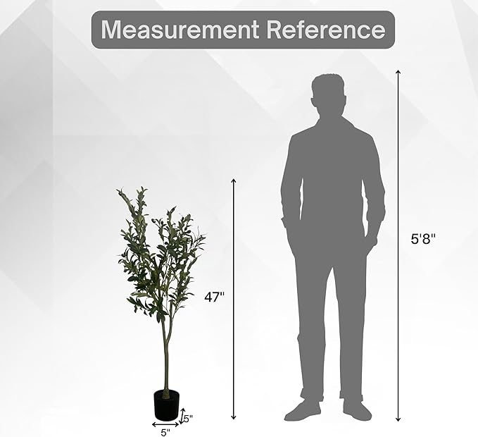 XBrand 47.2-Inches Artificial Olive Tree in Pot for Indoor Outdoor Home Office Store, Great Housewarming Gift
