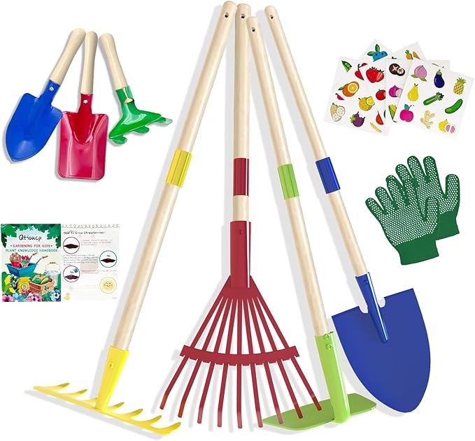 Qtioucp Kids Gardening Tools Outdoor Toys Set Backyard Play Educational STEM Learning Pretend Toys Outdoor Indoor for Toddlers Kids Boys Girls
